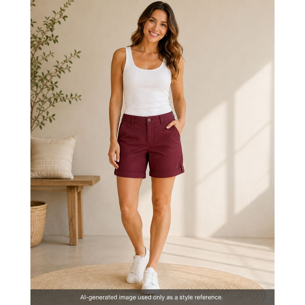 Eddie Bauer Women’s Rolled Hem Bermuda Shorts Size 8 Red Stretch UPF 50